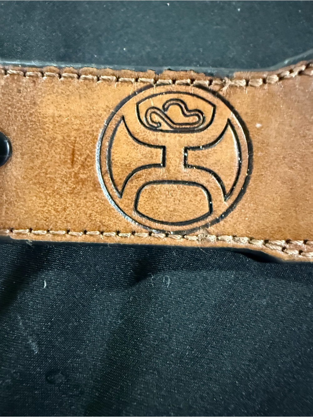 Hooey Brown & Ivory Leather Belt With Silver Smith Collection Buckle Size 44 - Picture 5 of 9